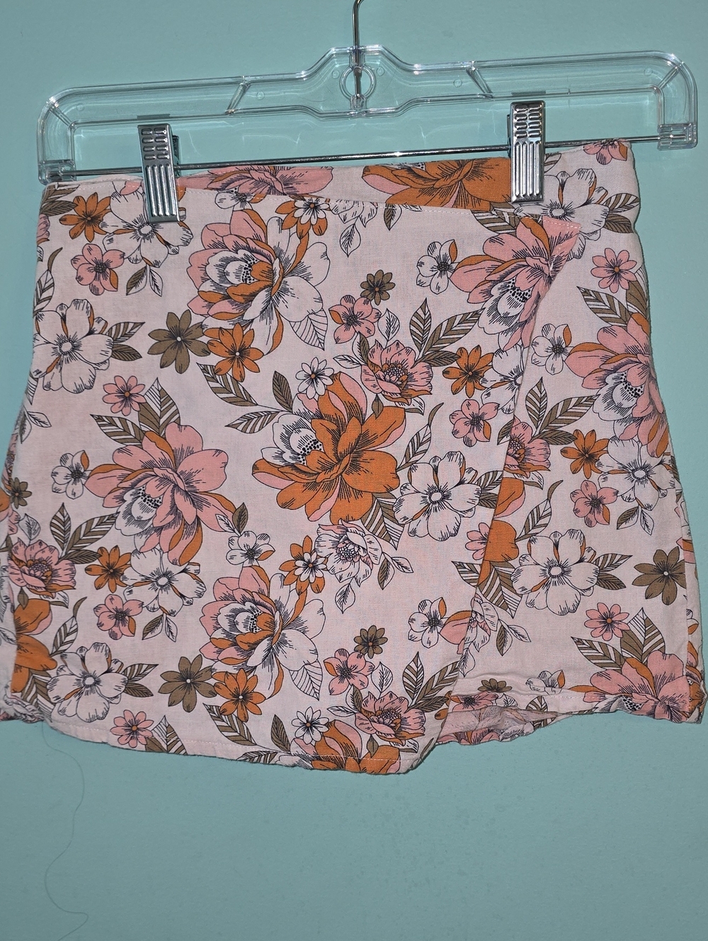 Girls' Floral Wrap Skort in Pink and Orange
